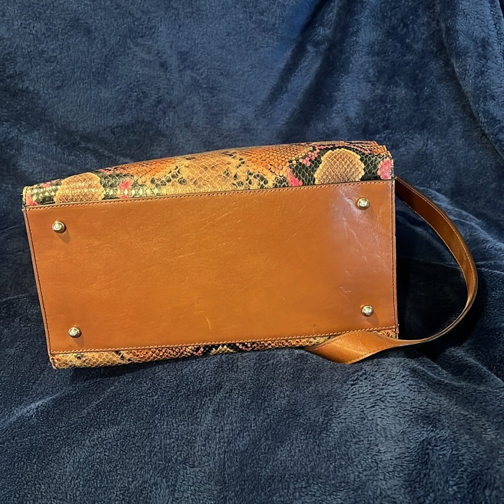 BRAHMIN  CAROLINE MAHOGANY CASSAWAY SNAKESKIN PRINT - Picture 5 of 12